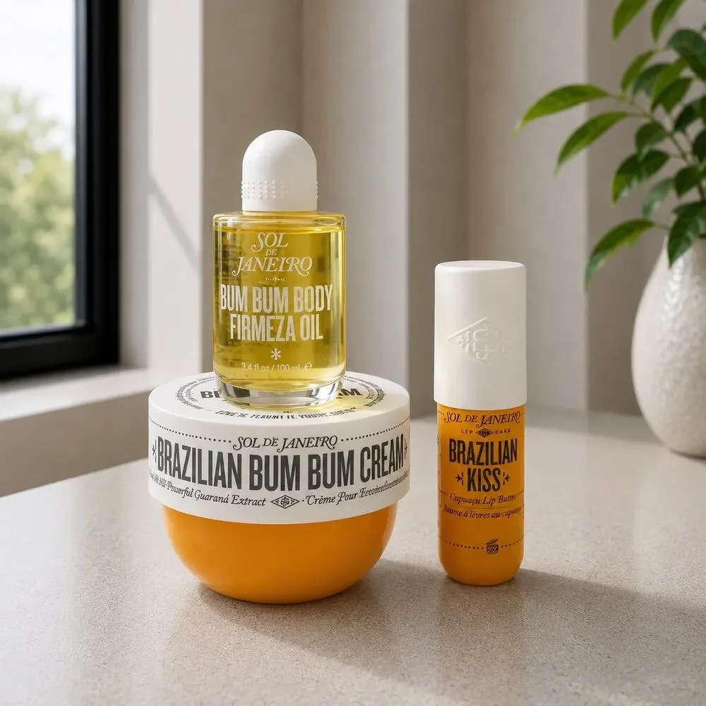 $58 Sol de Janeiro Bum Bum Trio Cream Oil Lip Balm Bundle New Authentic